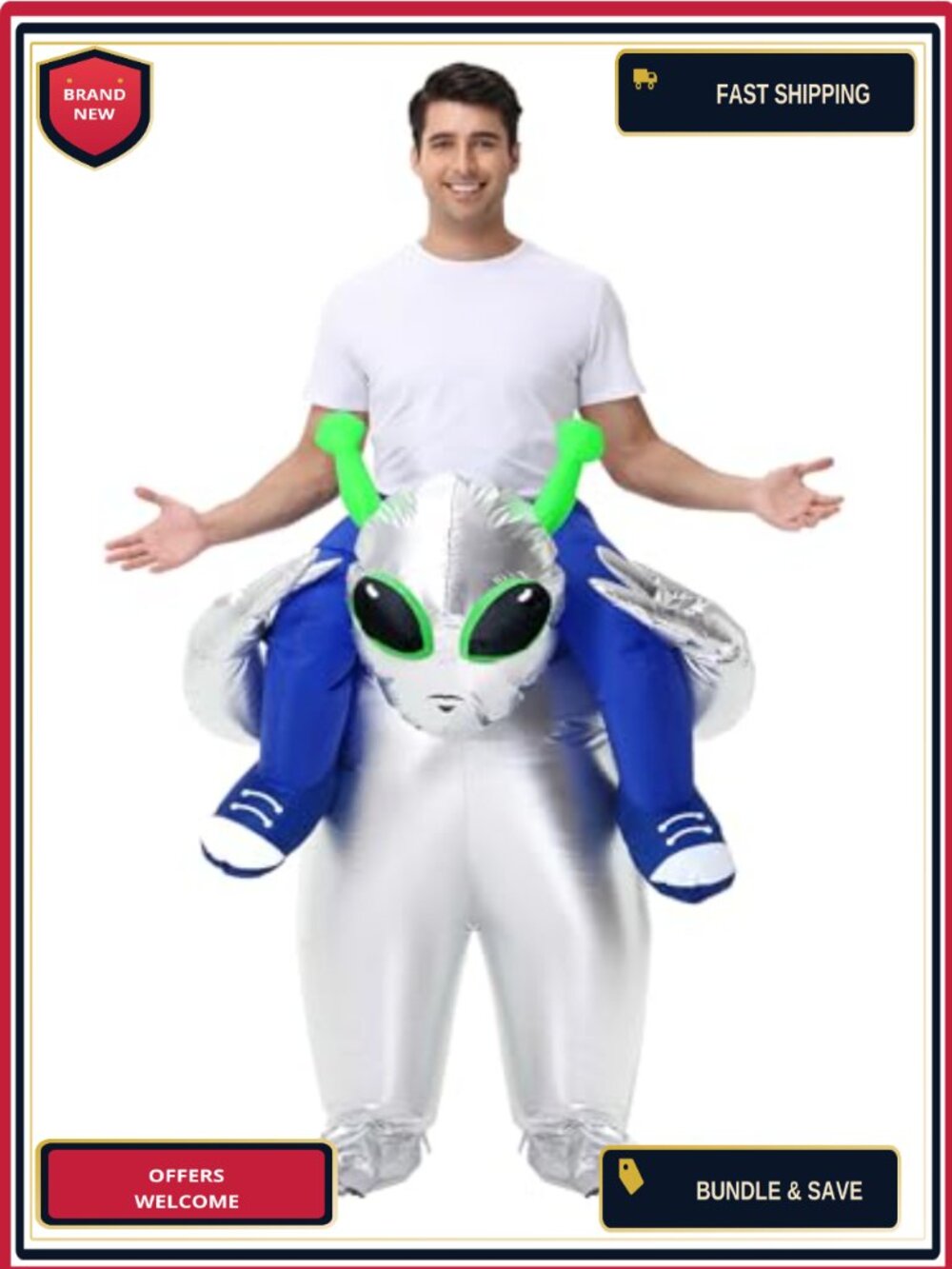 Inflatable Alien Costume Adult Blow Up Halloween Cosplay Suit Unisex